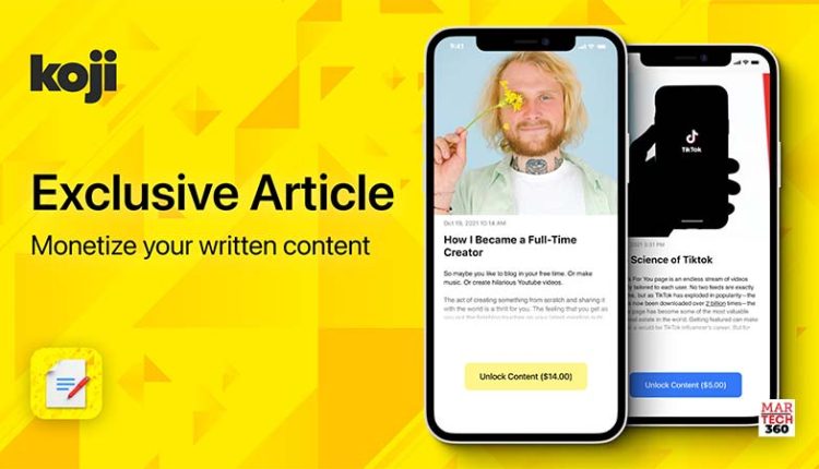 Creator Economy Platform Koji Announces Exclusive Article App